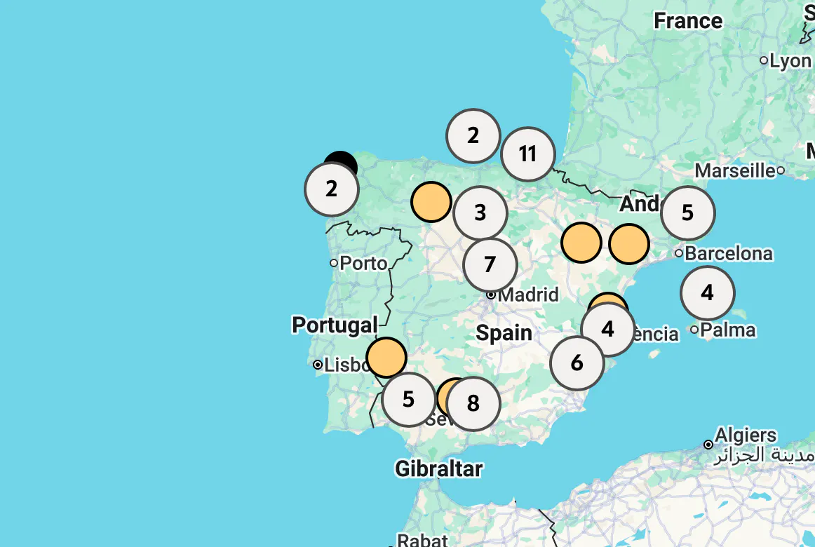 Mapa de España para localizar distribuidores