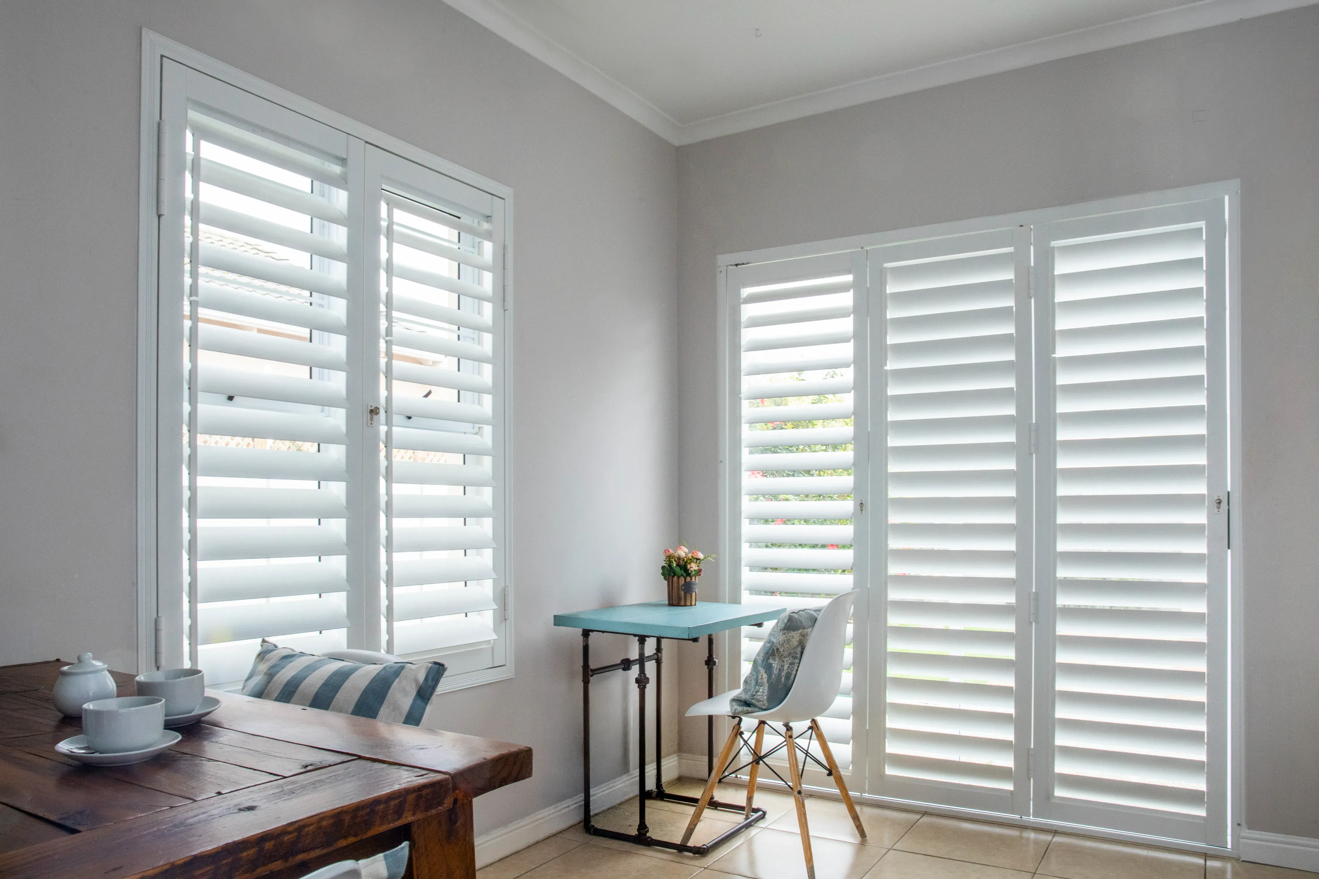 ShutterX white shutter in a dining room