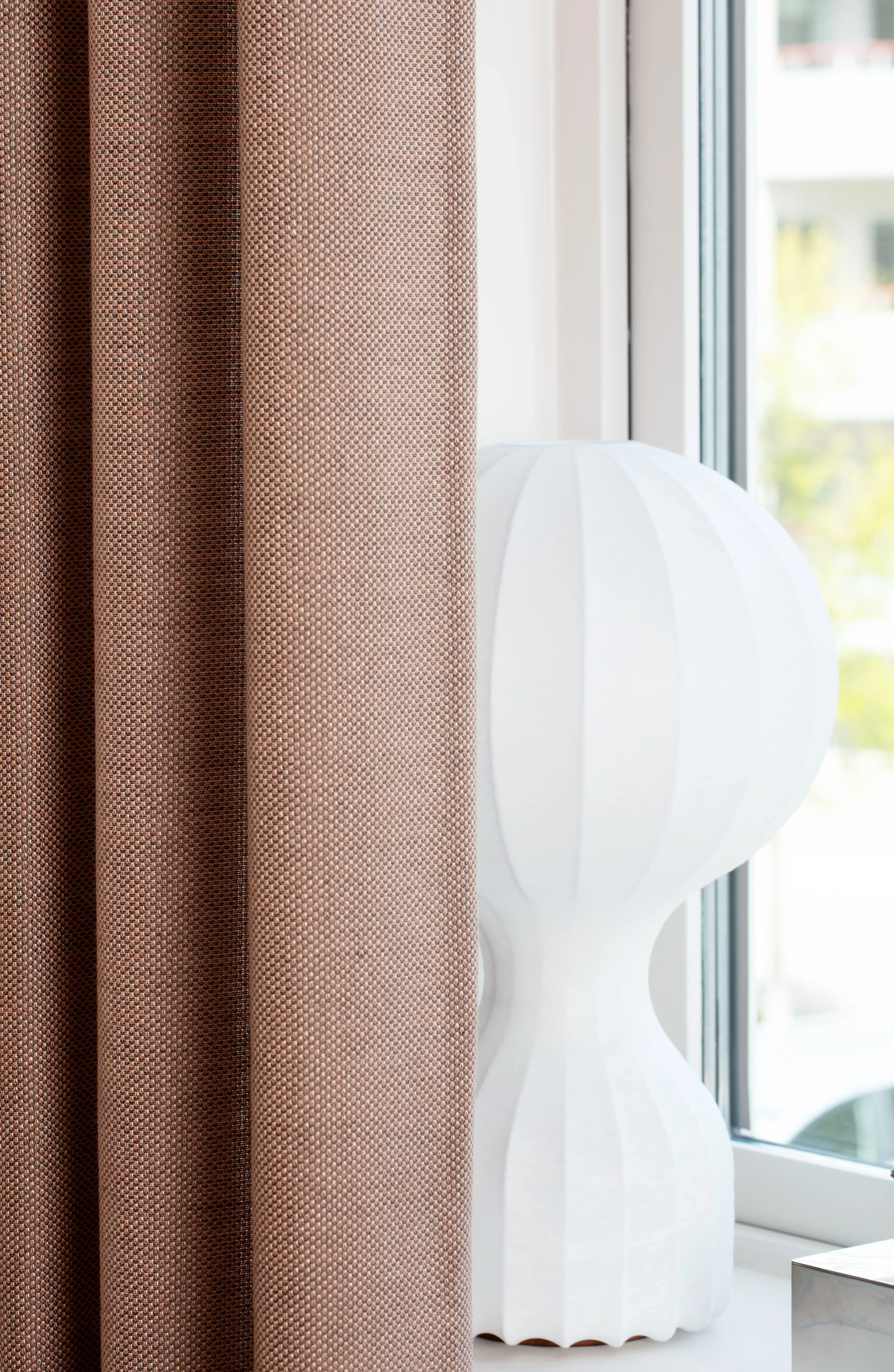 Close up of brown curtains