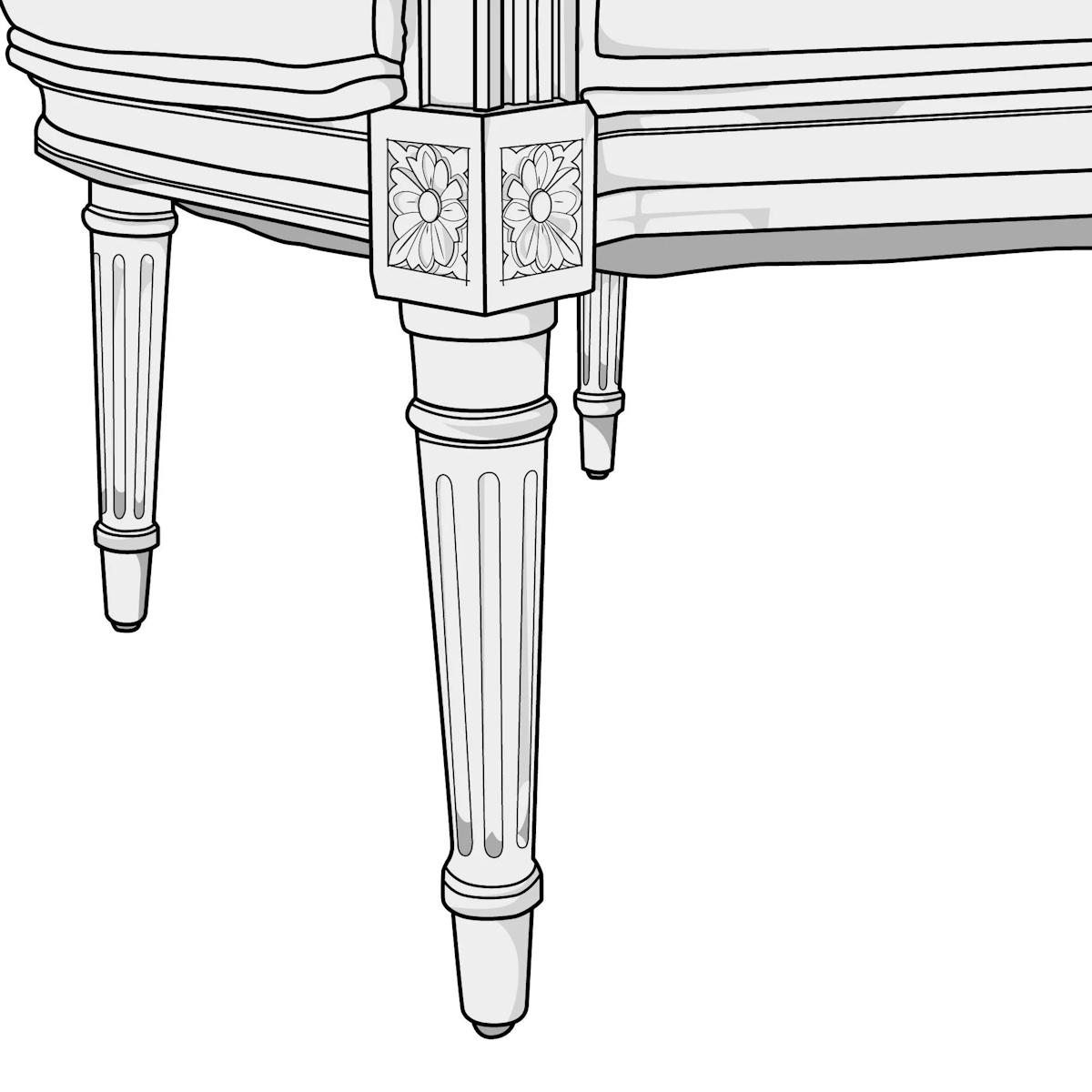 Illustration of arrow foot style sofa