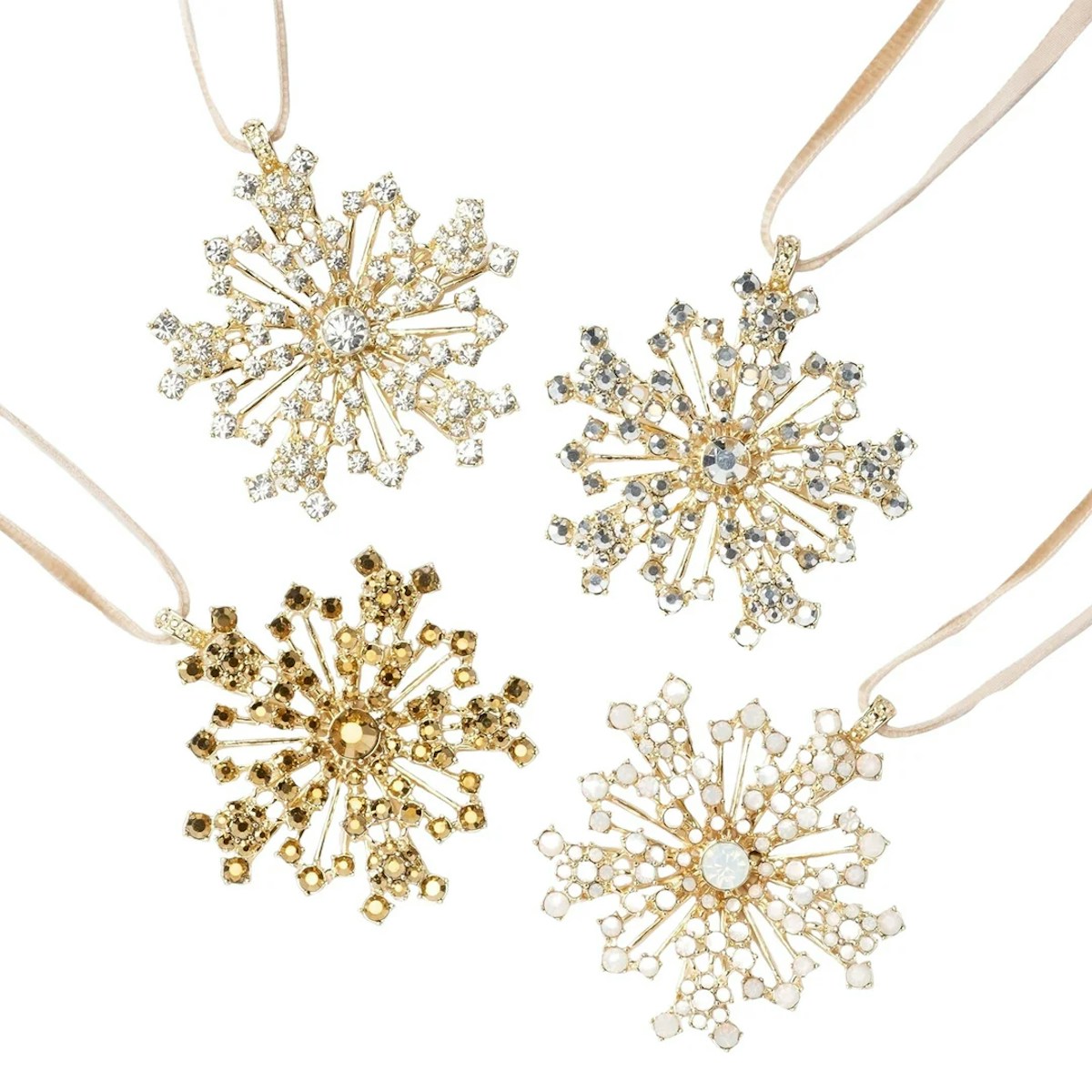 Sparkle Snowflake Ornaments, Set of 4
