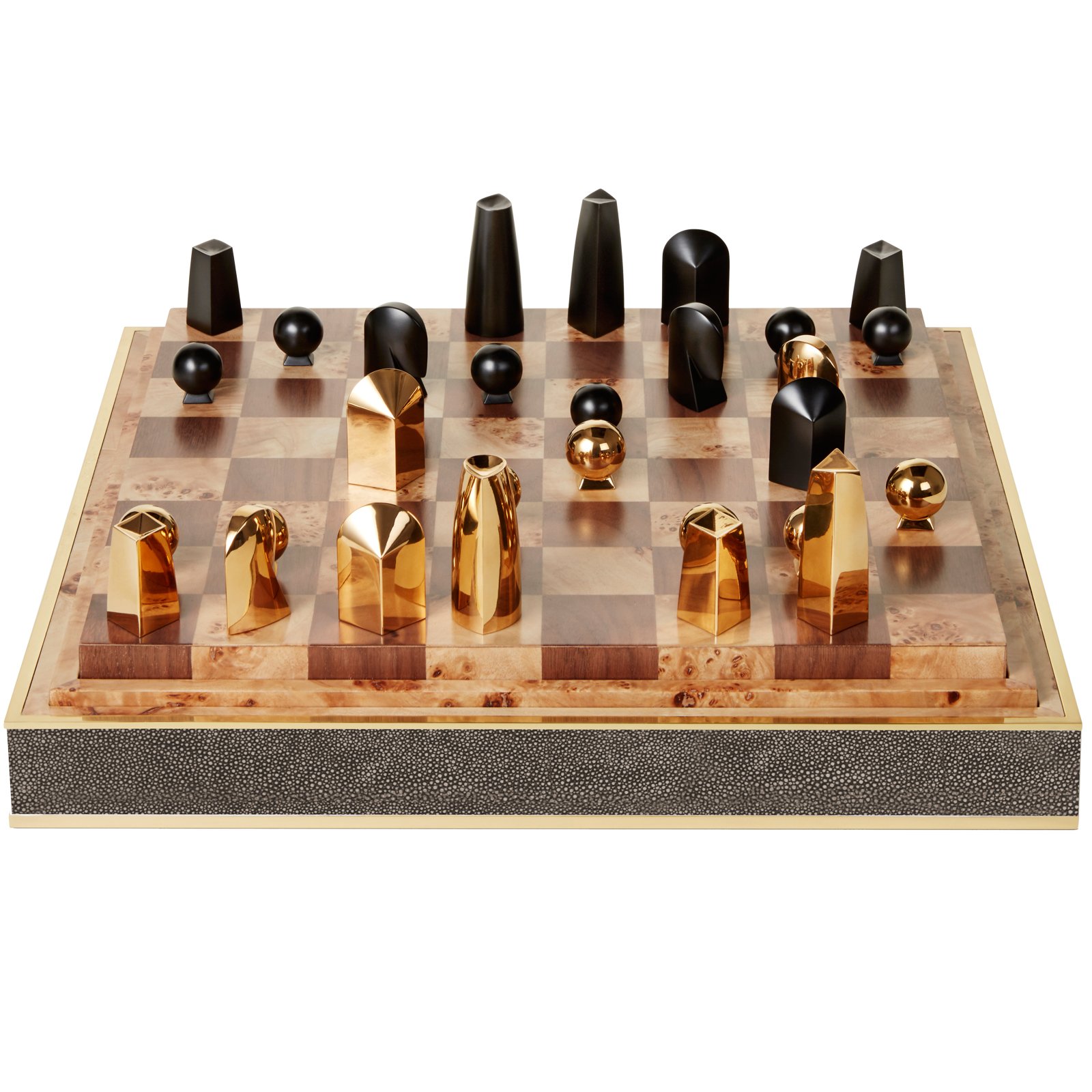 AERIN Chocolate Shagreen Chess Set