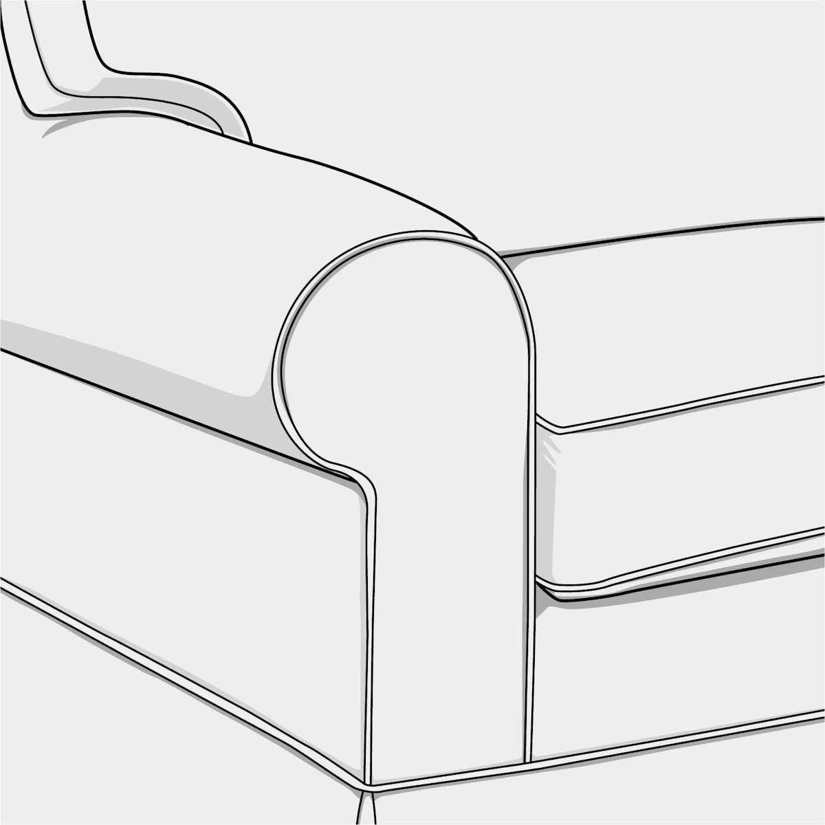 Upholstery illustration featuring piping trim on luxury sofa