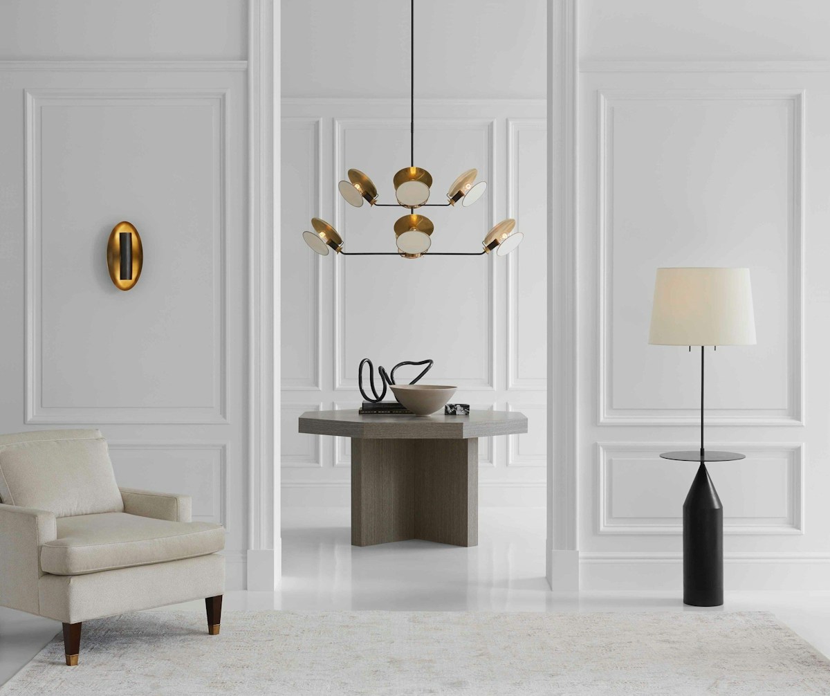Visual Comfort & Co. statement lighting range in minimal interior setting
