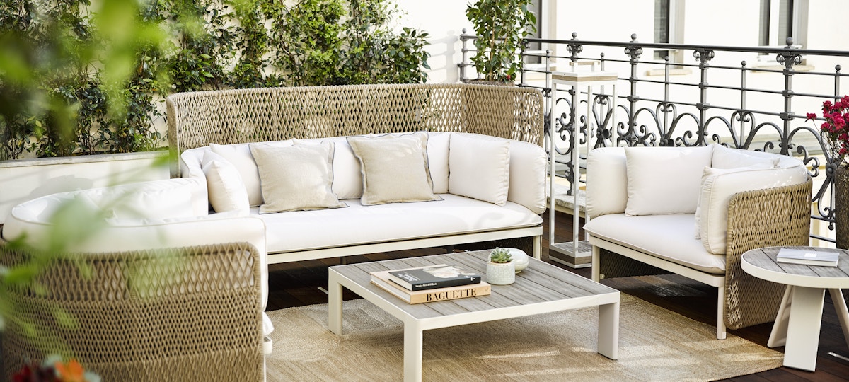 Ethimo Esedra High Back Outdoor sofa and Esedra coffee table