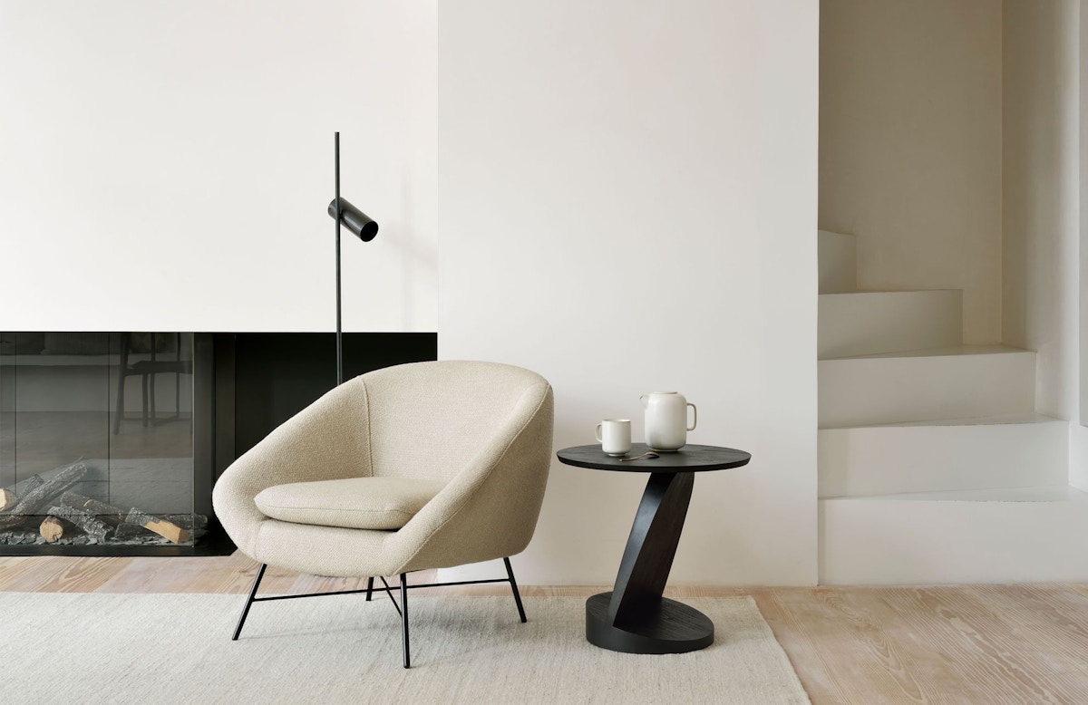 Ethnicraft minimalist armchair and side table