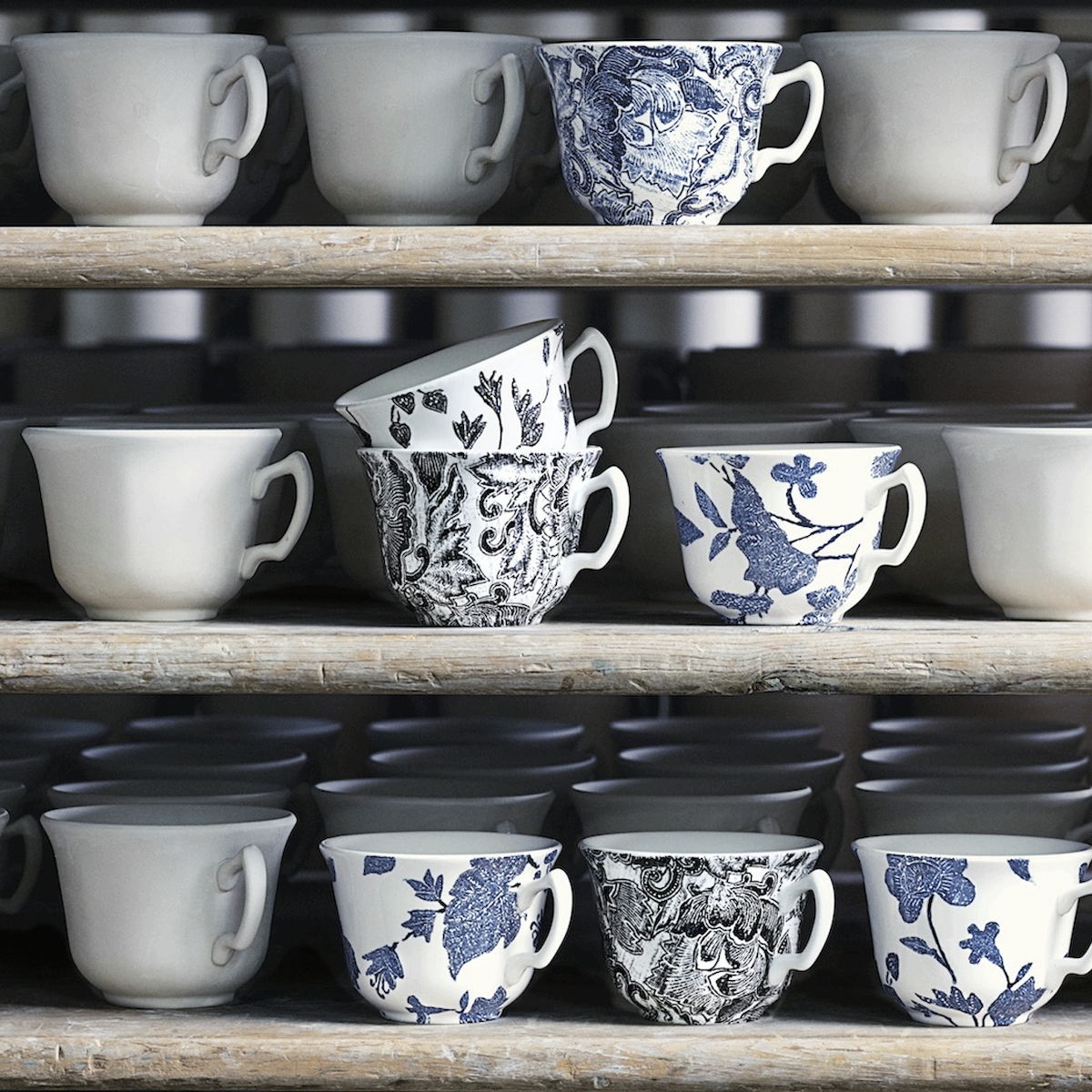Ralph Lauren Burleigh collection cups on shelves