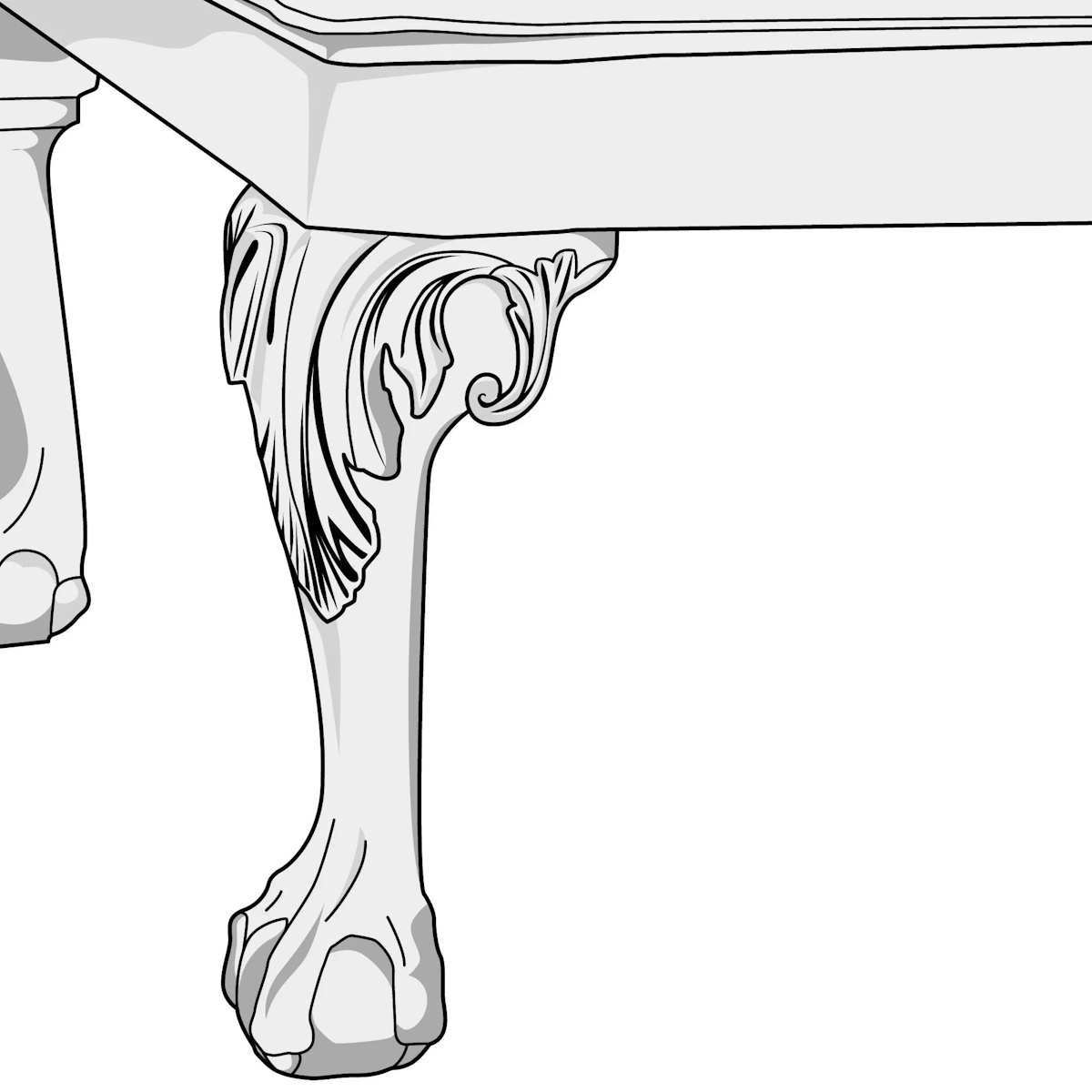 Illustration of claw and ball foot style sofa
