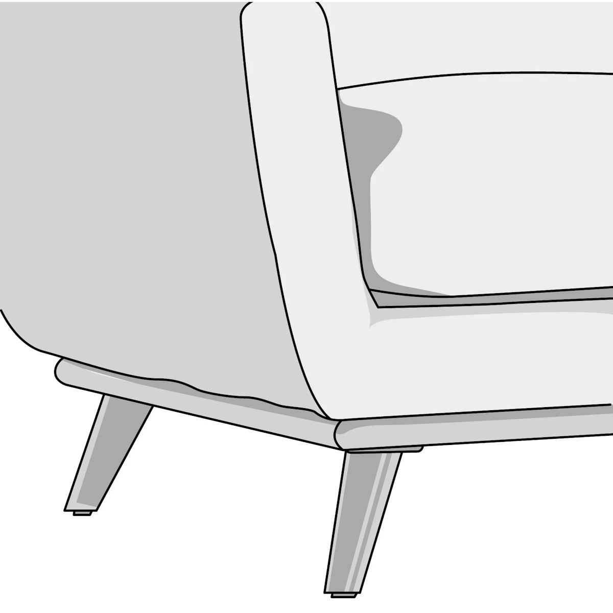 Illustration of splayed leg style sofa