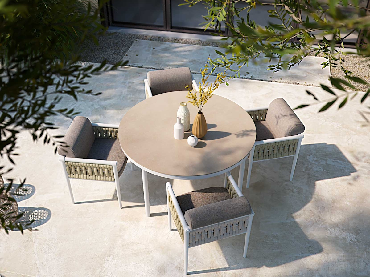 ATMOSPHERA Dandy Outdoor Dining Chair with Dulton outdoor round dining table 150