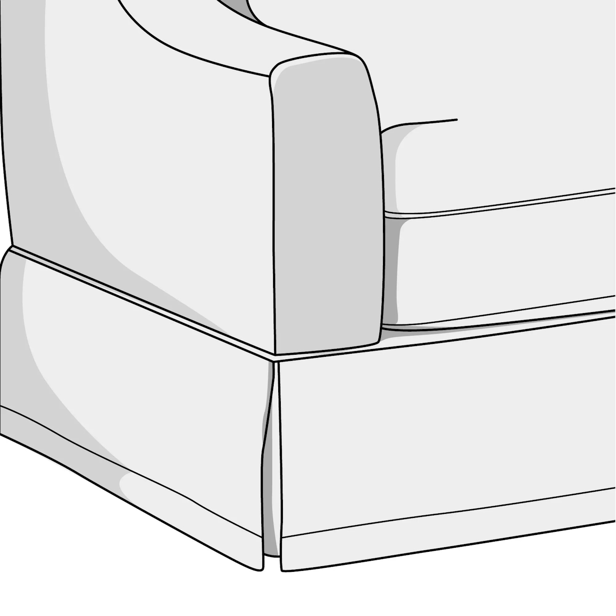 Illustration of skirt style sofa