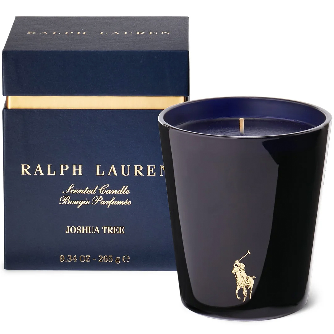 The luxury Joshua Tree candle by Ralph Lauran in navy blue glass