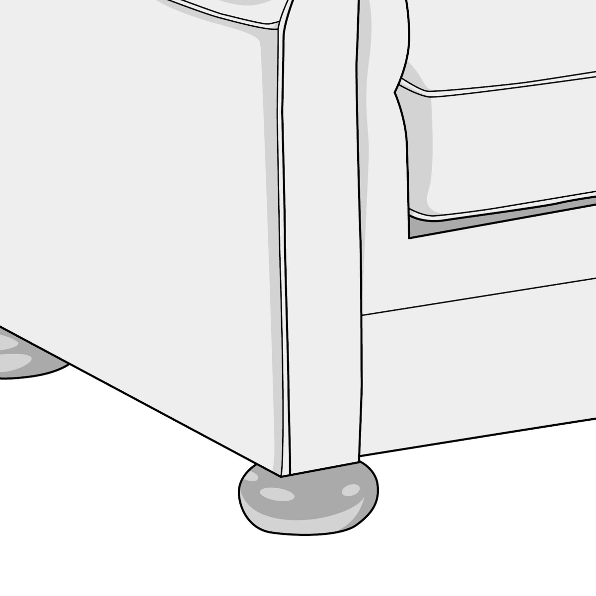 Illustration of bun foot style sofa
