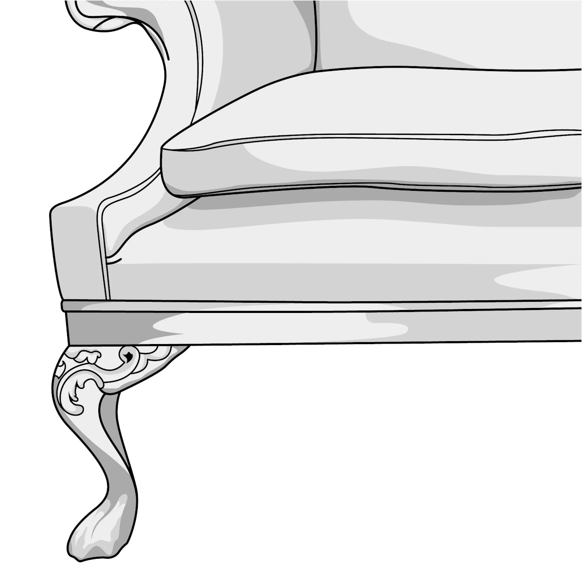 Illustration of paw foot style sofa