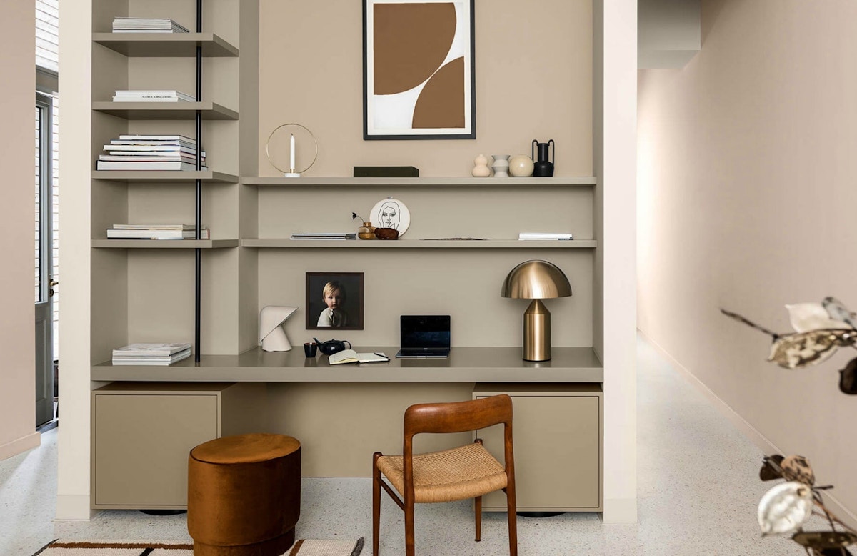 Taupe Office | Dulux Colour of the Year | Brave Ground | Read more in The Luxurist at LuxDeco.com
