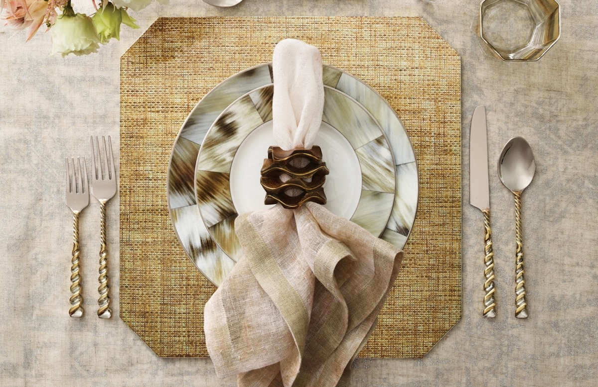 Kim Seybert | Gold Placemats & Napkins | Shop luxury tableware at LuxDeco.com