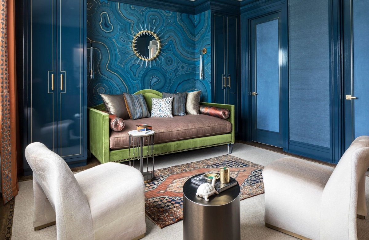 Rajni Alex Living Room | Green and Blue Living Room ideas | Read more in the LuxDeco.com Style Guide