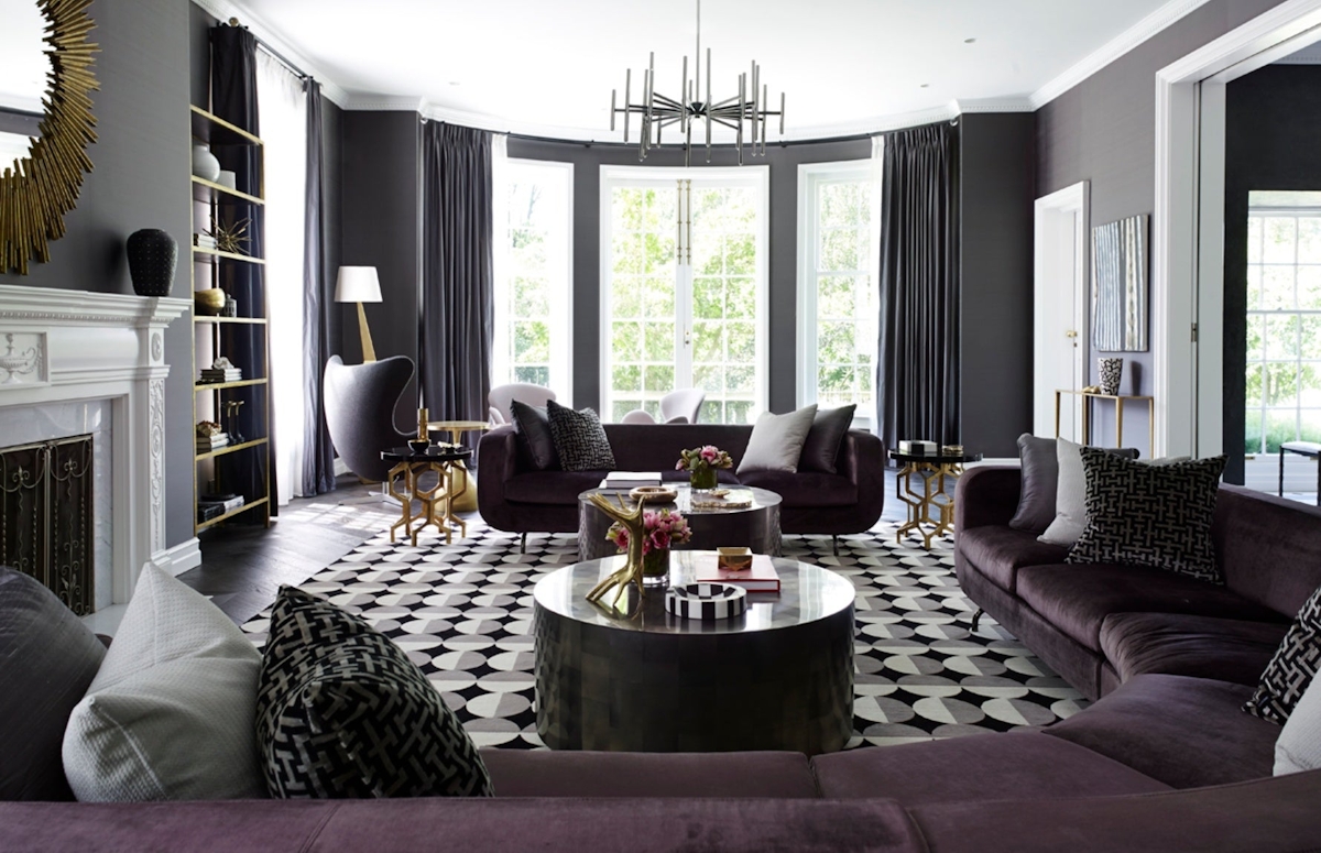 Grey and purple Living Room Colour Palettes - Lounge Colour Schemes & Colour Combination ideas – LuxDeco Style Guide