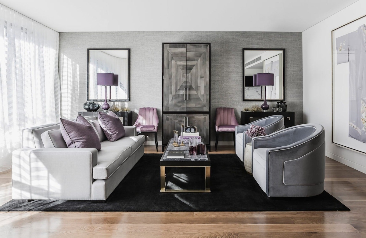 Pink and grey Living Room Colour Palettes - Lounge Colour Schemes & Colour Combination ideas – LuxDeco Style Guide
