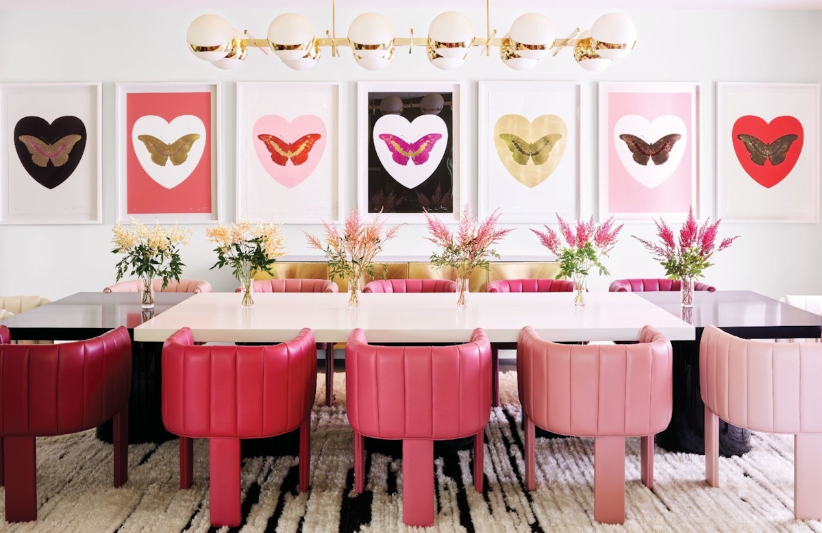 Millennial Pink Interiors | Kylie Jenner home by Martyn Lawrence Bullard | Shop pink furniture online at LuxDeco.com