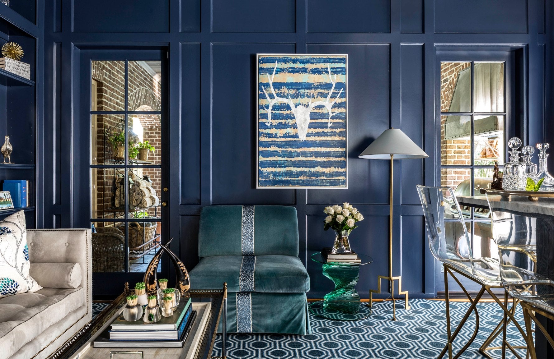 Navy blue lounge suite clearance
