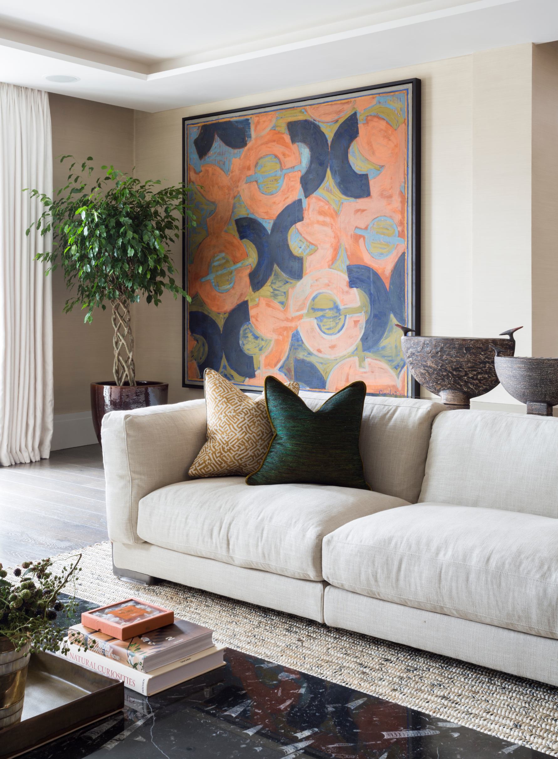 Empty corner sales behind couch