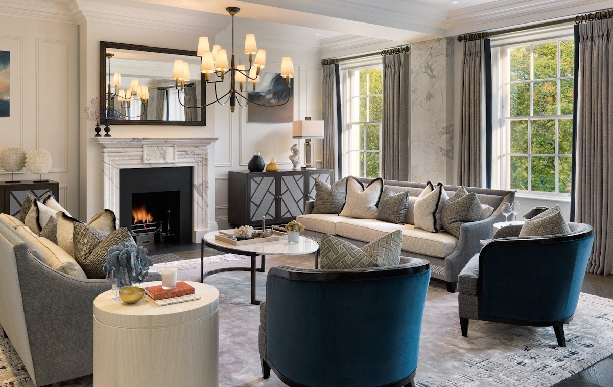 Teal Living Room Ideas | Living room design by Finchatton | Sophisticated Living Room Style | Read more in the LuxDeco.com Style Guide