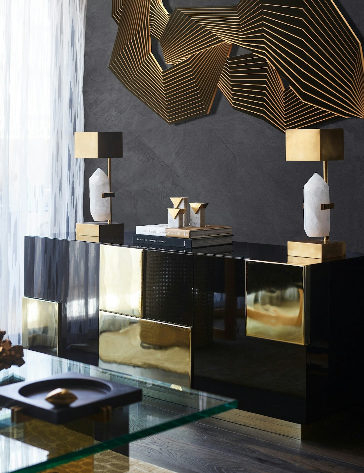 Black Living Room Ideas _ Greg Natale _ Black and Gold Furniture _ Read more in the LuxDeco.com Style Guide