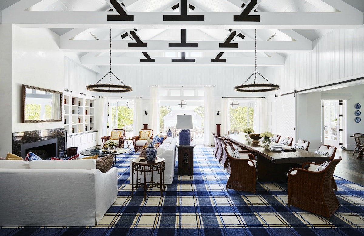 Tartan Living Room Ideas | White and Blue Living Room | Interior design by Greg Natale | LuxDeco.com