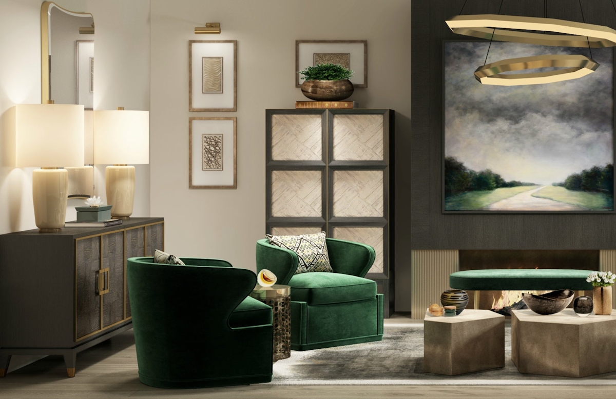 Luxury Green Living Room | Luxury Interior Design | Shop our Wimbledon Collection at LuxDeco.com