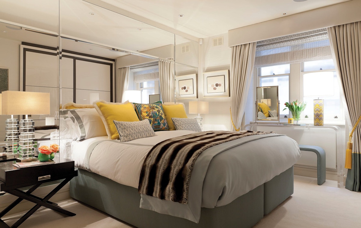 Headboard Alternatives | Mirrored Headboards | Bedroom interior by Taylor Howes | Luxury Bedroom Design | Read more in the LuxDeco.com Style Guide