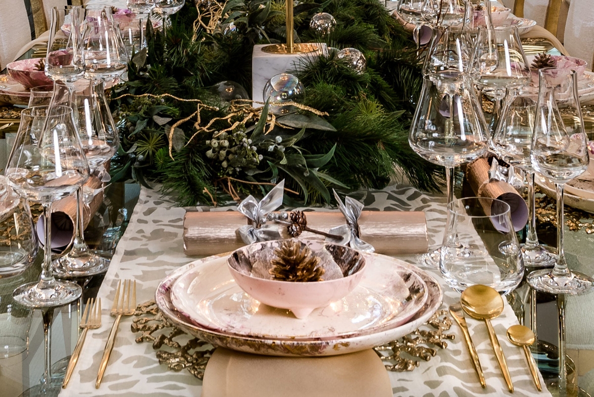 Luxury Christmas Table Setting | Muted Gold Tableware | LuxDeco.com