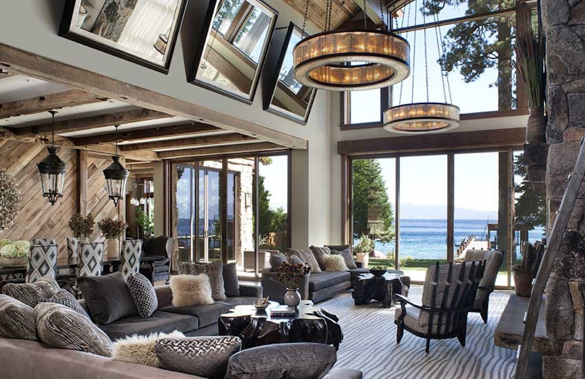 Jeff Andrews Lake Tahoe Cabin Interior Design – Cabin Living Room Style – LuxDeco.com Style Guide