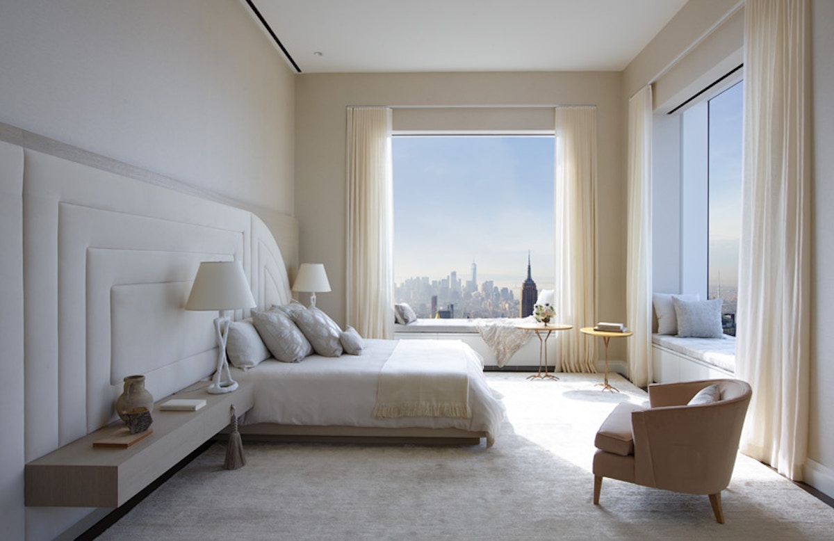 432 Park Avenue – Kelly Behun Interiors – New York Penthouse White Bedroom