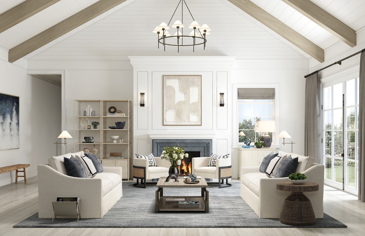LuxDeco Summer House | Modern Rustic Living Room |  Shop rustic interiors at LuxDeco.com