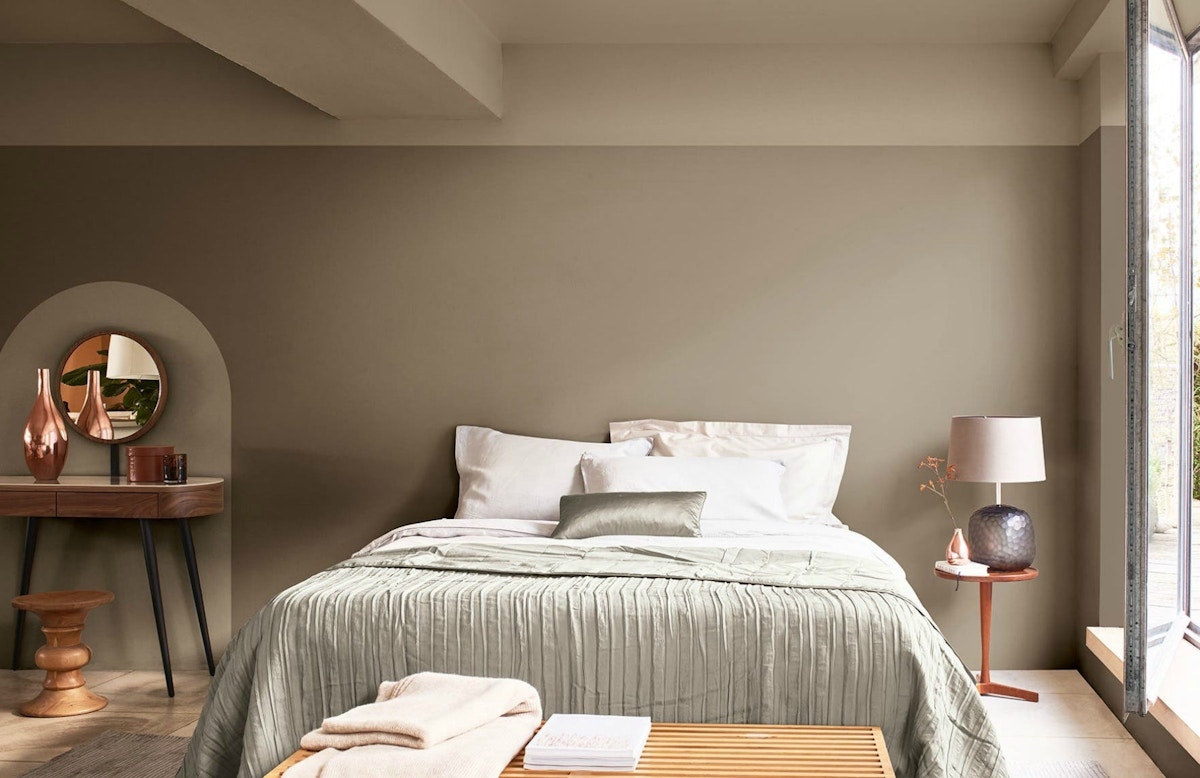 Taupe Bedroom | Dulux Colour of the Year | Brave Ground | Read more in The Luxurist at LuxDeco.com