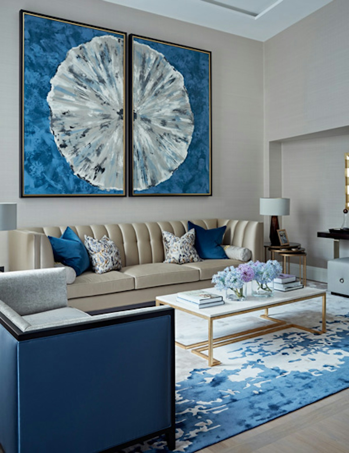 Taylor Howes Living Room | Cream and Blue Living Room Ideas | Read more in the LuxDeco.com Style Guide