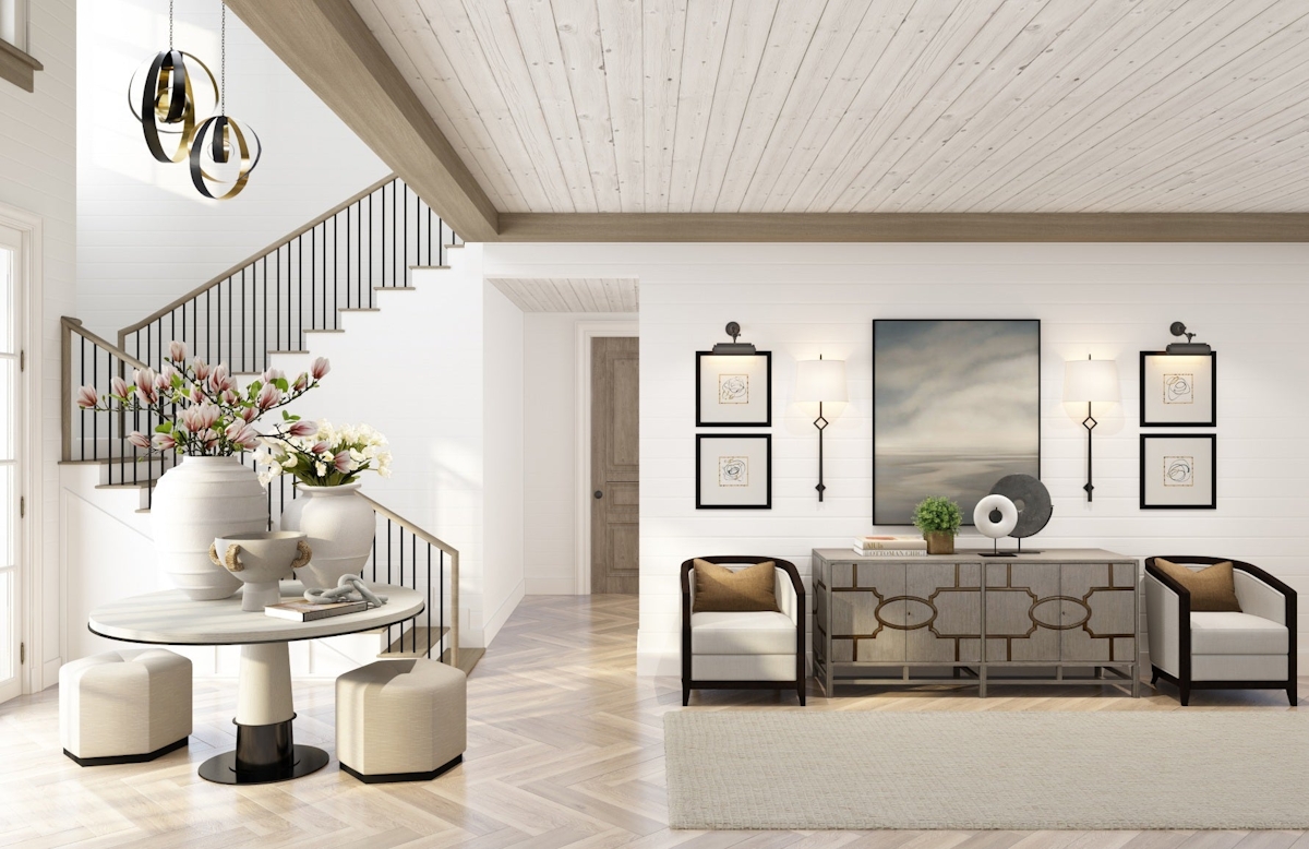 LuxDeco Summer House | Modern Rustic Hallway |  Shop rustic interiors at LuxDeco.com