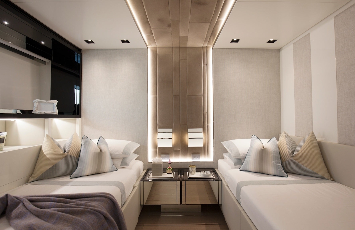 Luxury Superyacht Interior Design Ideas - Twin Bedroom Cabin Yacht Interior - LuxDeco.com Style Guide