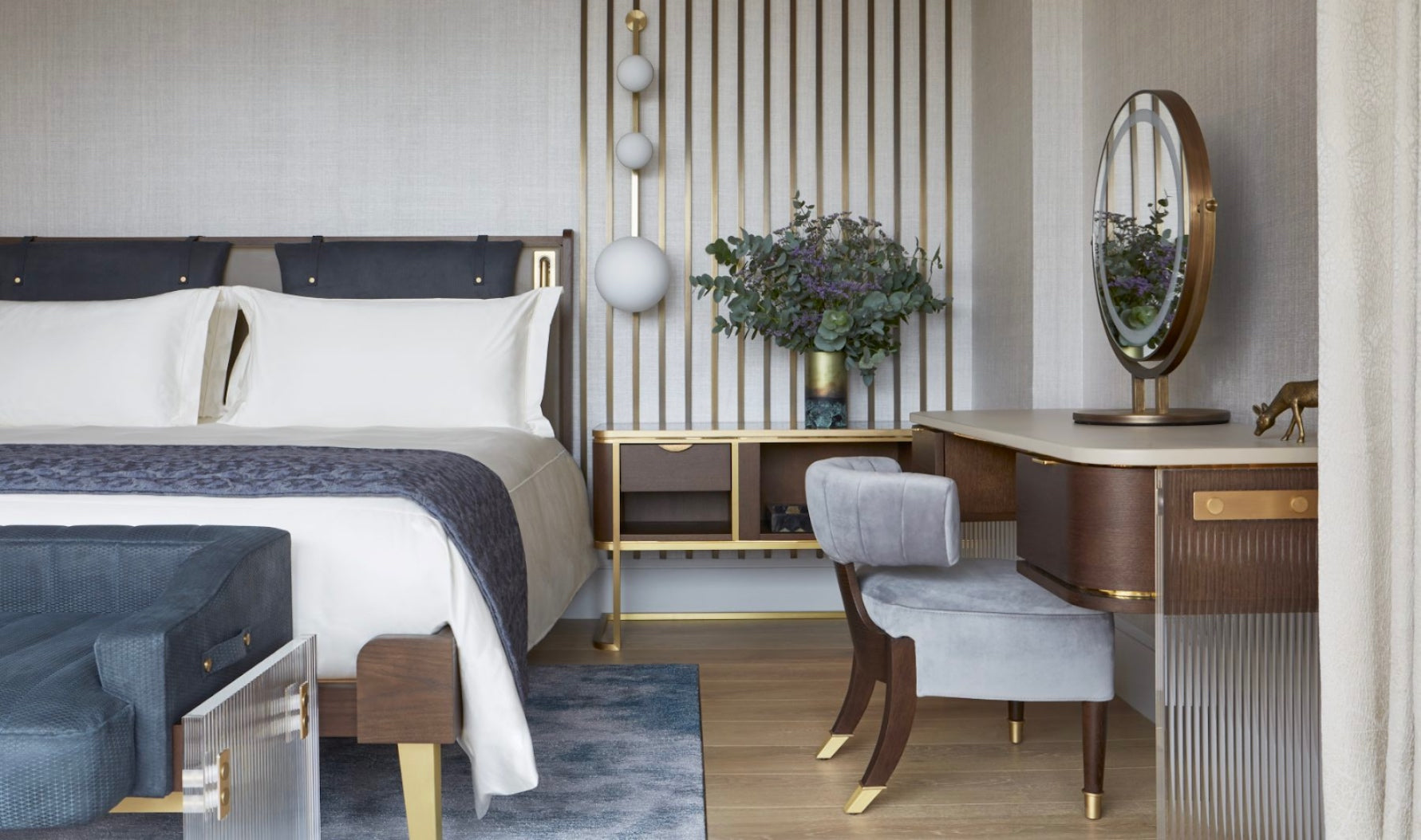 Popular Bedroom Colour Schemes | Brown and Blue Bedroom Idea | Discover the Luxurist at LuxDeco.com