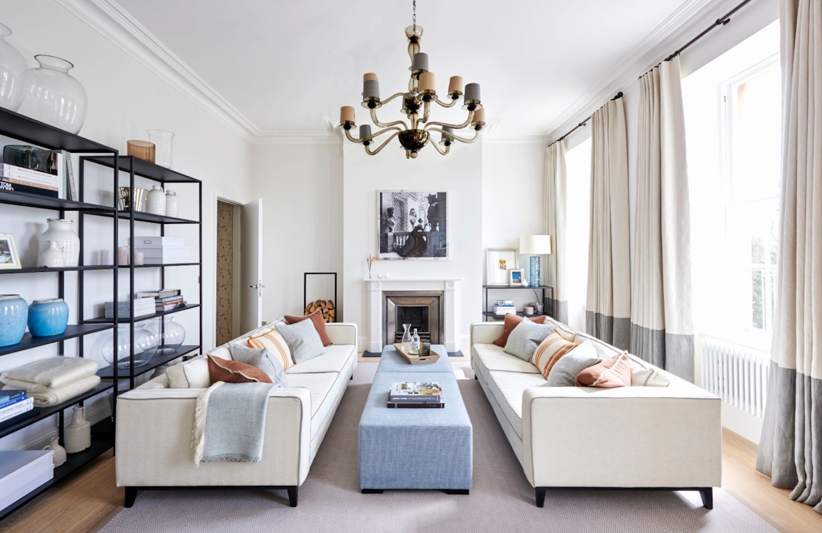 Living Room Plans – Symmetrical Parallel Furniture Arrangement – LuxDeco.com Style Guide