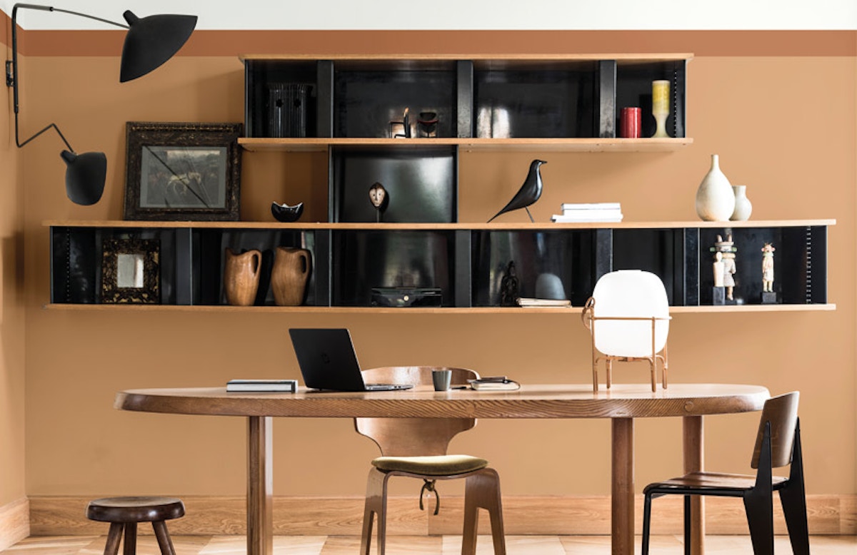 Dulux Colour of the Year | Spiced Honey Home Office | Read more in the LuxDeco Style Guide