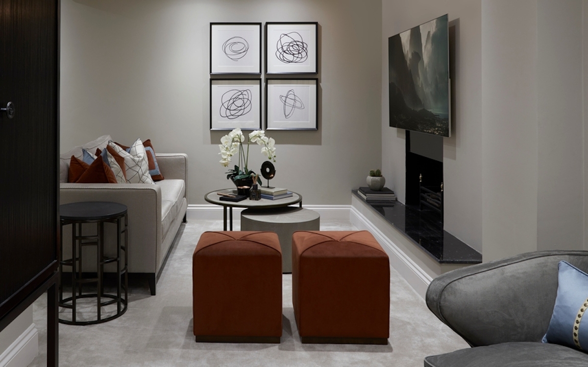 Alexander Square Basement TV Room - Interior Design Service Project - LuxDeco.com Style Guide