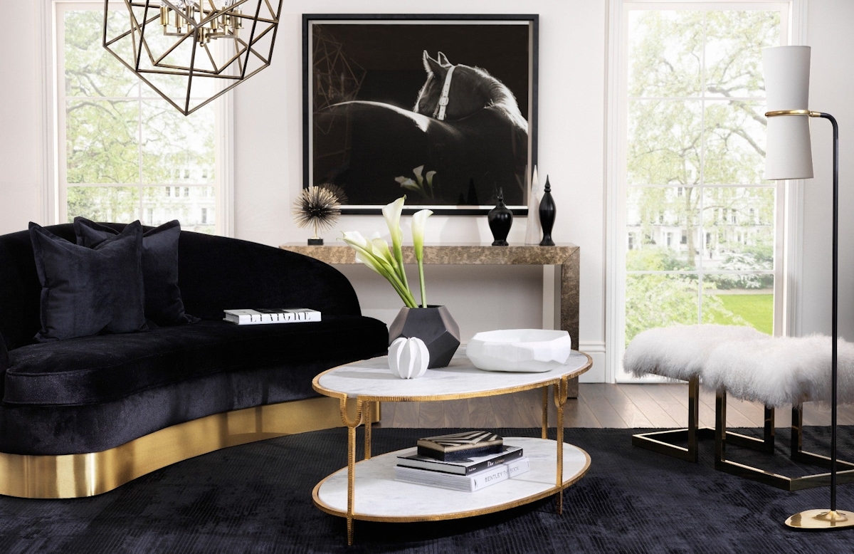 Black Living Room Ideas _ Black and White Colour Scheme _ Read more in the LuxDeco.com Style Guide