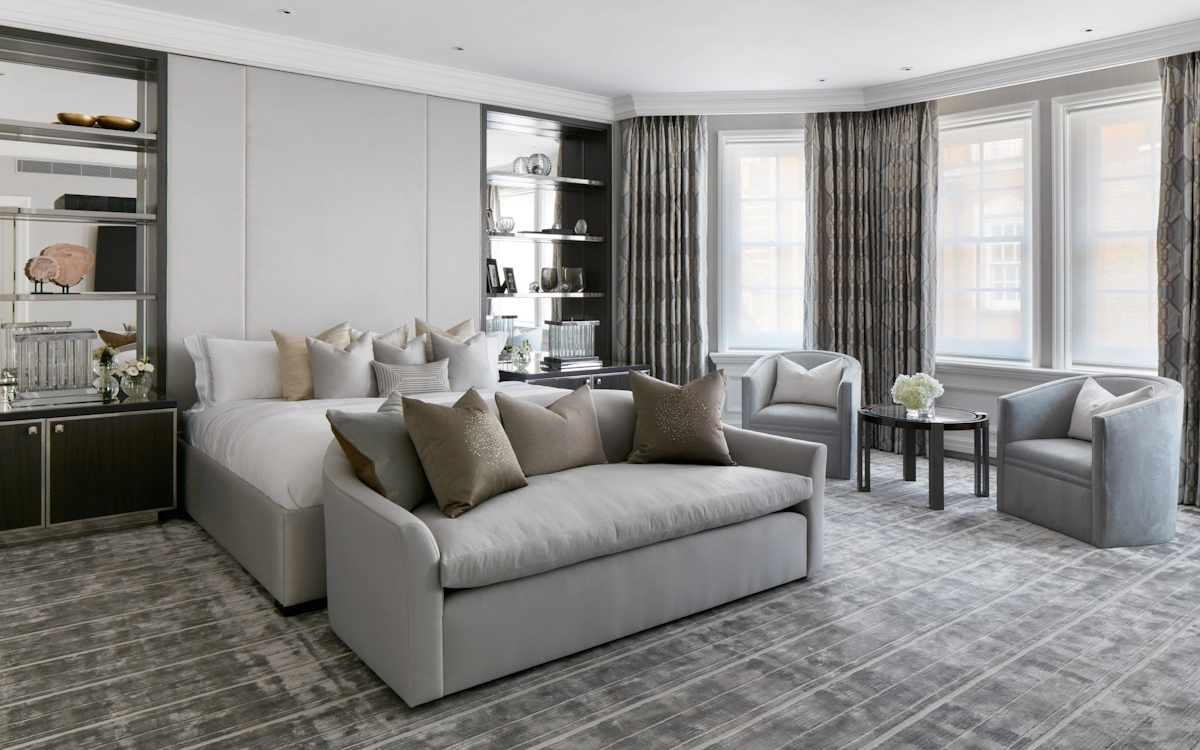 Grey Bedroom Ideas | Bedroom Interior by Katharine Pooley | Read more in the LuxDeco Style Guide