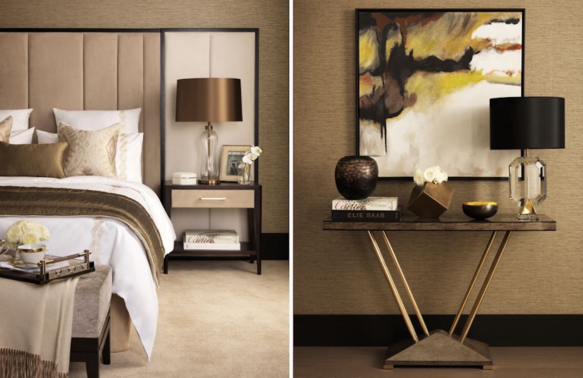Tailored Penthouse collection – Beige Bedroom Inspiration – Chic Hallway Inspiration – Shop at LuxDeco.com