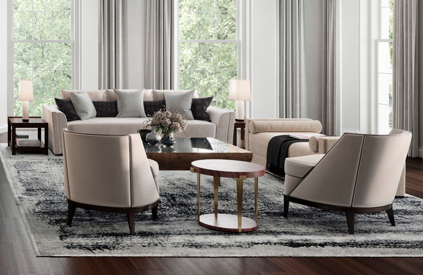 How To Style Your Sofa Cushions – Alternating patterns cushion arrangement – Shop Luxury Cushions at LuxDeco.com