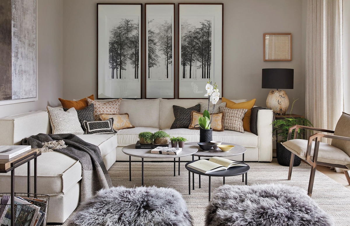 Shop Luxury Rugs Online at LuxDeco.com | Interior Design by Louise Bradley | Elegant Beige Living Room