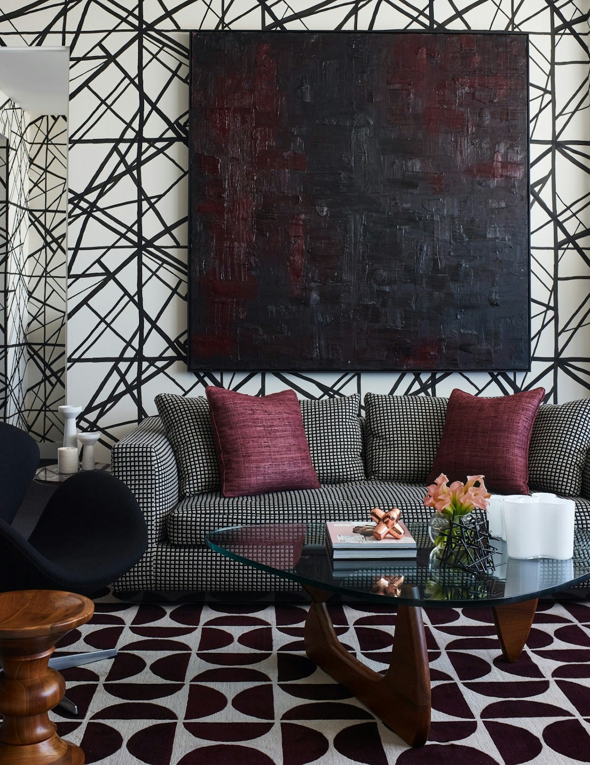 Statement Wallpaper - 7 Ways To Make a Statement In Your Living Room - LuxDeco.com Style Guide