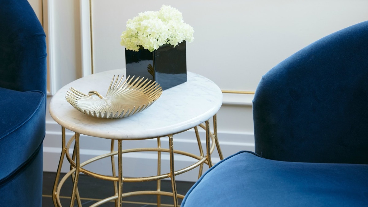Pantone Colour of the Year | Classic Blue | Helen Green Design | Blue Velvet Chairs | Shop luxury blue homeware at LuxDeco.com